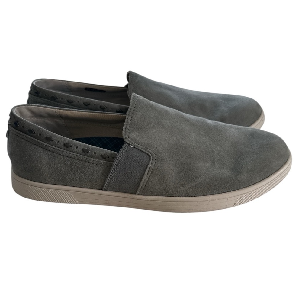 Spence Blue-Gray Suede Slip-On Loafers with Elastic Panels
